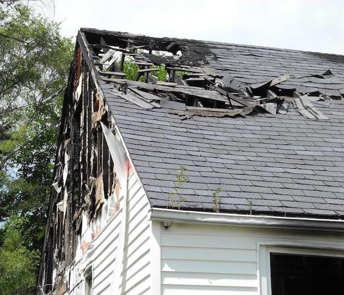 Fire damage to a roof