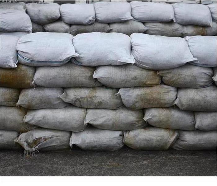 Sandbags lined up to prevent a flood